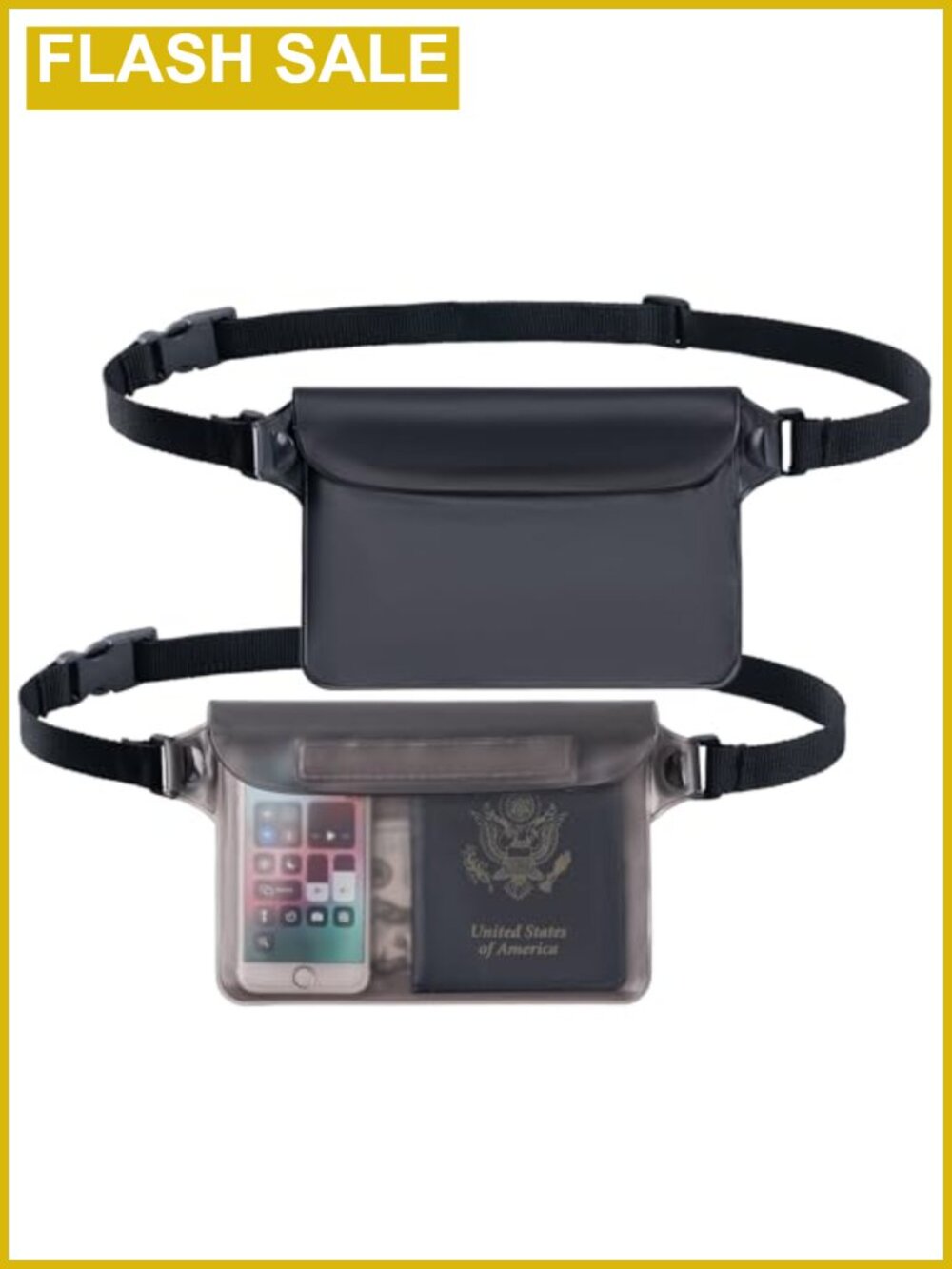 Waterproof Phone Pouch 2 Pack Adjustable Waist Strap Touchscreen Dry Bag